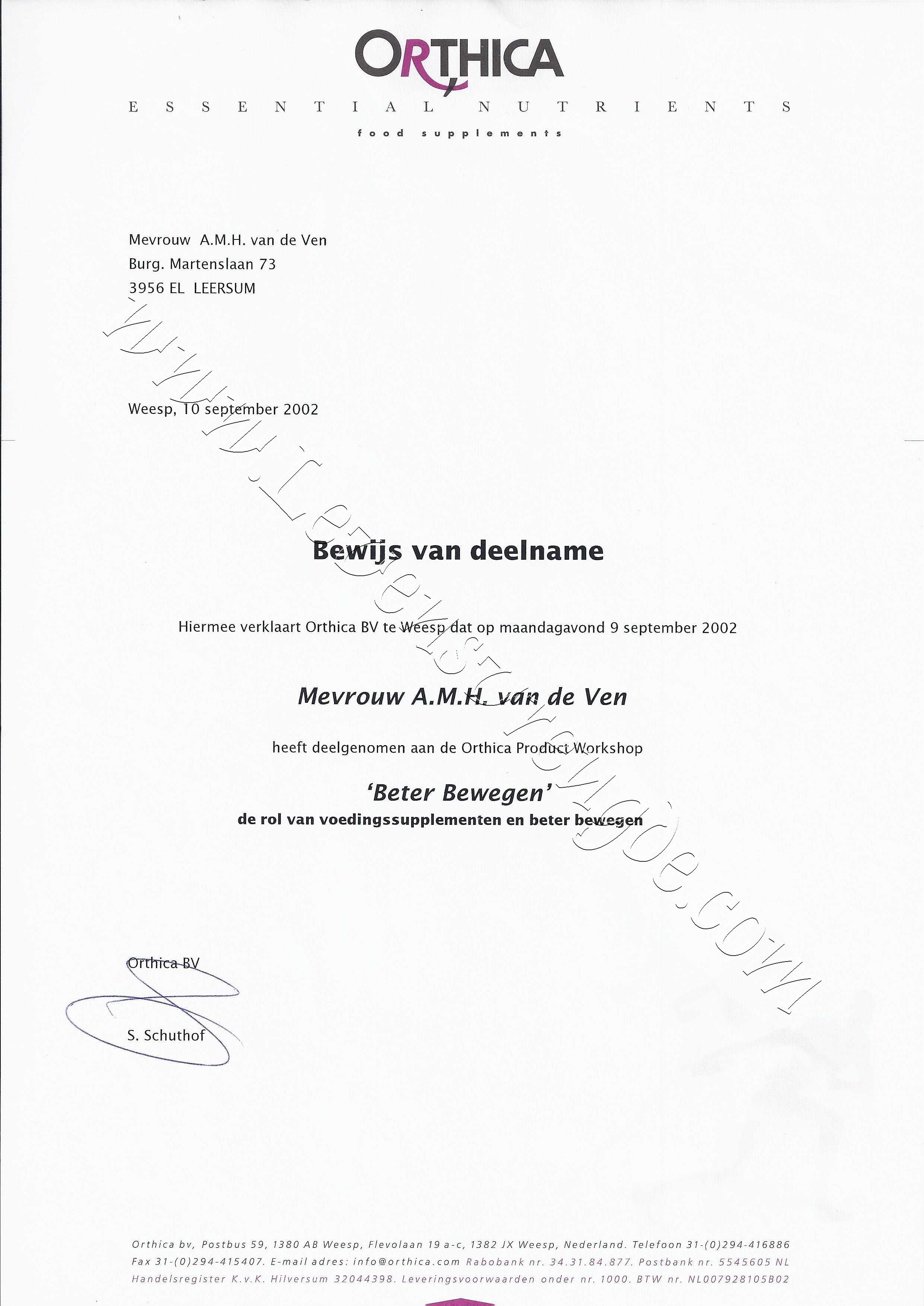 Beter Bewegen (de rol van voedingssupplementen)